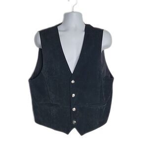 Vintage Global Identity G-III Vintage Leather Snap Button Vest ~ Sz XL ~ Black